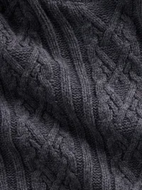 Cable-Knit Relaxed Crew Sweater - Grey — view 4