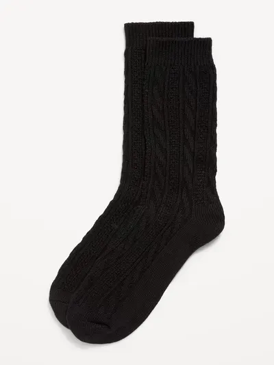 Cable Knit Socks - Black Jack