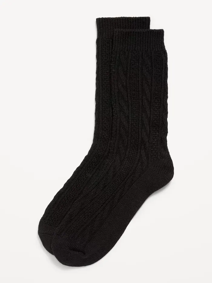Cable Knit Socks - Black Jack