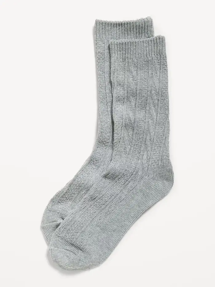 Cable Knit Socks - Heather Gray