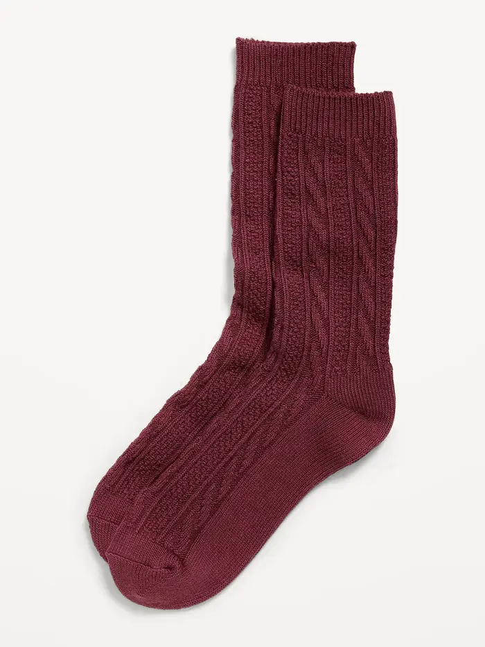 Cable Knit Socks - Red Lacquer