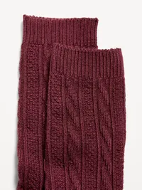 Cable Knit Socks - Red Lacquer — view 2