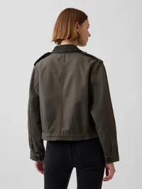 Canvas Crop Utility Jacket - Bamboo green — view 3