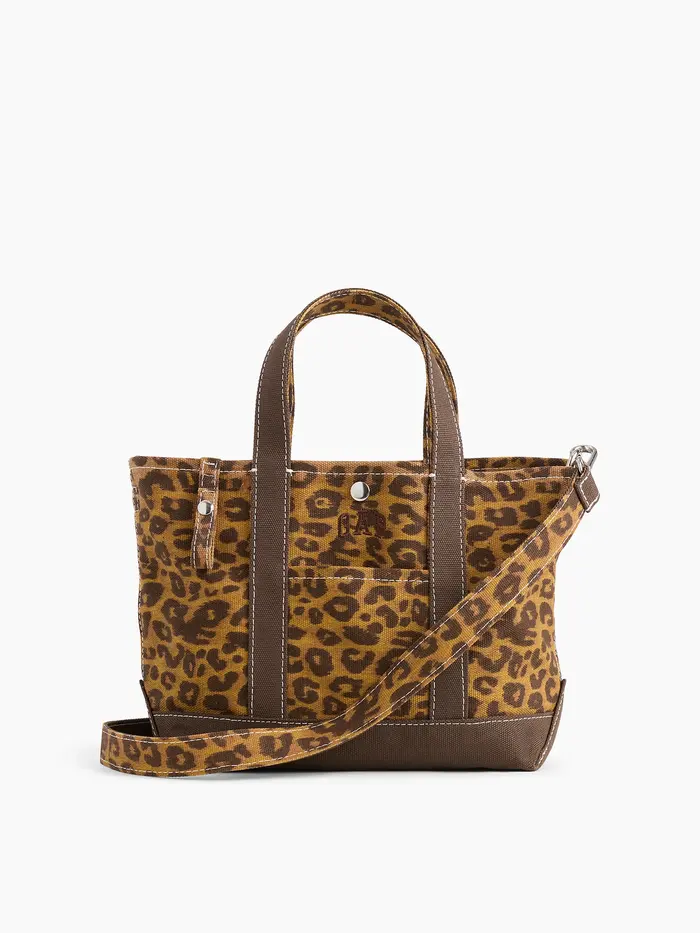 Canvas Logo Mini Tote Bag - Leopard print