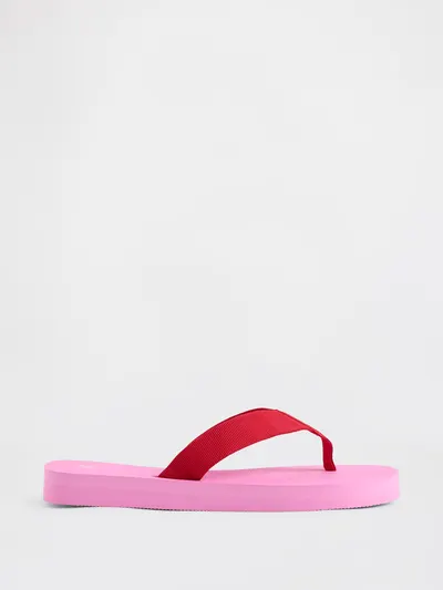 Canvas Platform Flip Flops - Neon pink glow