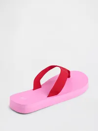 Canvas Platform Flip Flops - Neon pink glow — view 3