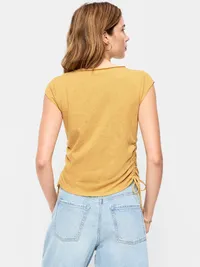 Cap-Sleeve Shirred Side Top - Sandstorm — view 2