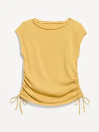 Cap-Sleeve Shirred Side Top - Sandstorm — view 5