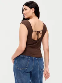 Cap-Sleeve Tie-Back Top - Peppercorn — view 5