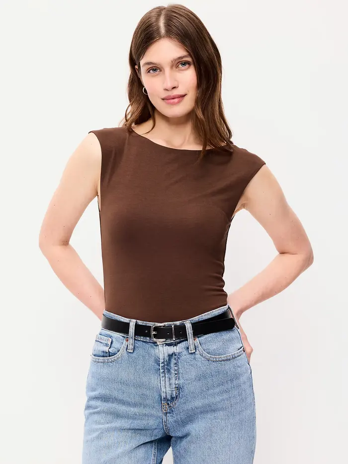 Cap-Sleeve Tie-Back Top - Peppercorn
