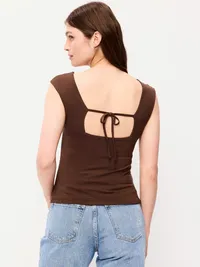 Cap-Sleeve Tie-Back Top - Peppercorn — view 2