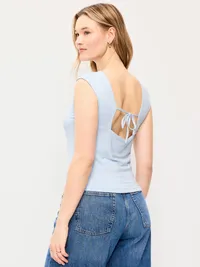 Cap-Sleeve Tie-Back Top - Sky Maintenance — view 5