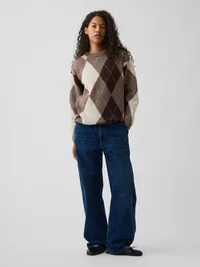 CashSoft Oversized Argyle Sweater - Brown argyle — view 2