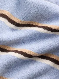 CashSoft Oversized Half-Zip Sweater - Blue & brown stripe — view 4