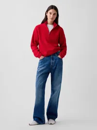 CashSoft Oversized Half-Zip Sweater - Modern red — view 2