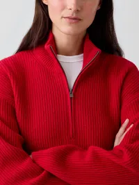 CashSoft Oversized Half-Zip Sweater - Modern red — view 4