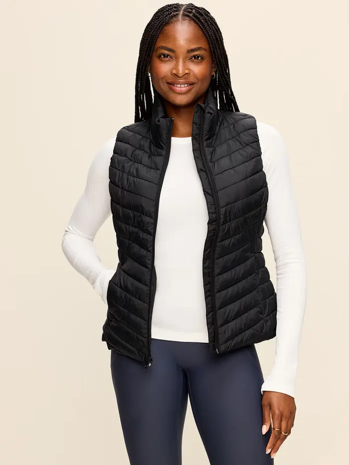 Chevron Puffer Vest - Black Jack