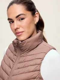 Chevron Puffer Vest - Dusted Chocolate — view 4