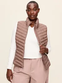 Chevron Puffer Vest - Dusted Chocolate — view 5