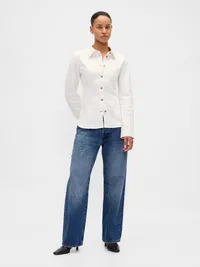 Cinched Denim Shirt - Winter white — view 2