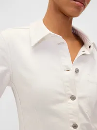 Cinched Denim Shirt - Winter white — view 4