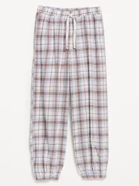 Cinched Flannel Balloon Pants - Light Blue Plaid — view 4