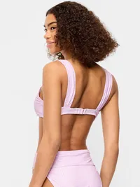 Cinched Swim Top - Purple Gingham — view 2