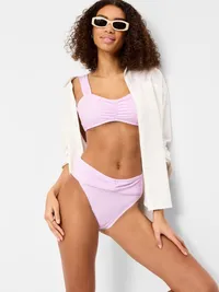Cinched Swim Top - Purple Gingham — view 3