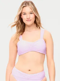 Cinched Swim Top - Purple Gingham — view 5