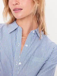 Classic Button-Down Shirt - White/Blue Stripe — view 4