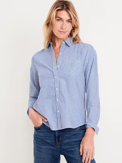 Classic Button-Down Shirt - White/Blue Stripe
