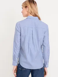 Classic Button-Down Shirt - White/Blue Stripe — view 2