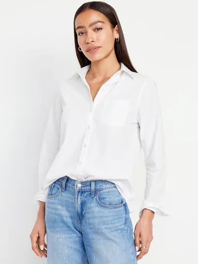 Classic Button-Down Shirt - White Lilies