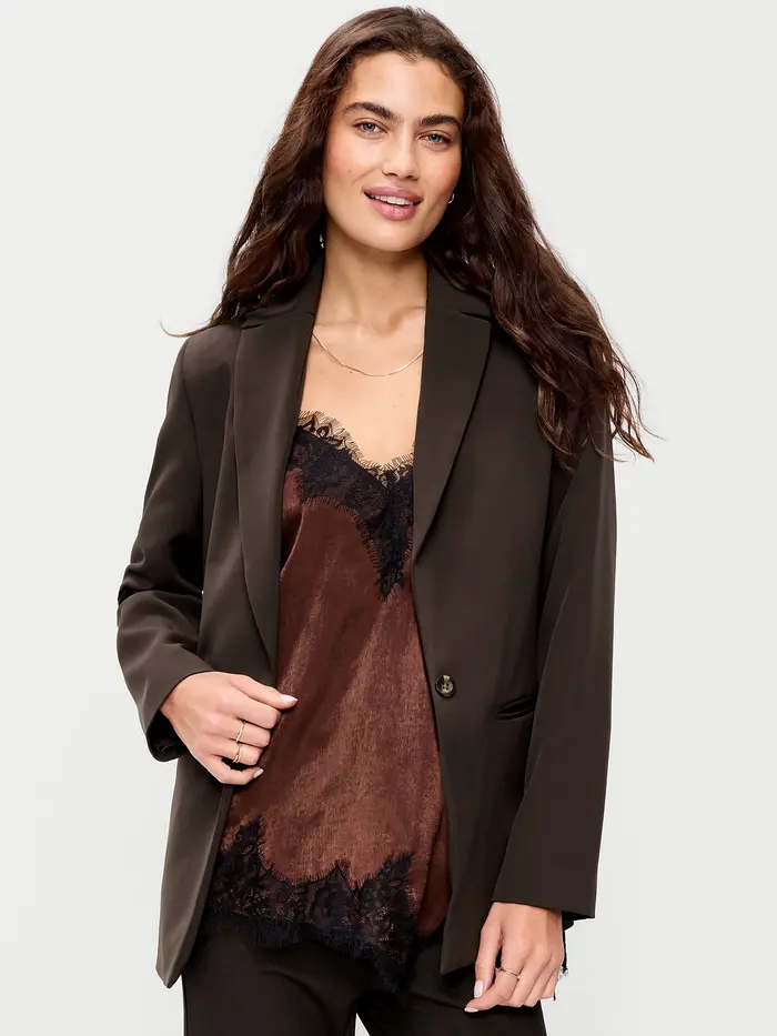 Classic Double-Weave Blazer - Black Coffee