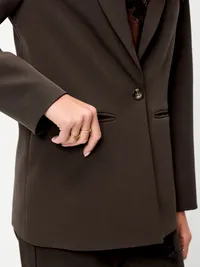 Classic Double-Weave Blazer - Black Coffee — view 5