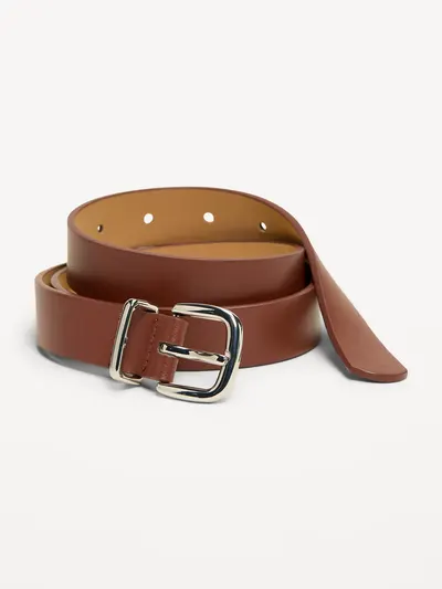 Classic Faux-Leather Belt - Dark Cognac