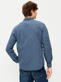 Classic Fit Everyday Plaid Poplin Shirt - Navy Blue Check — view 2