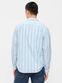 Classic Fit Everyday Striped Poplin Shirt - Blue Stripe — view 2