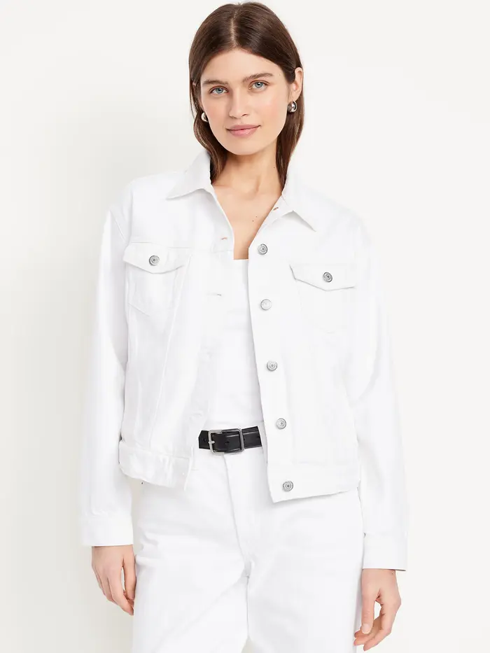 Classic Jean Jacket - White Lilies