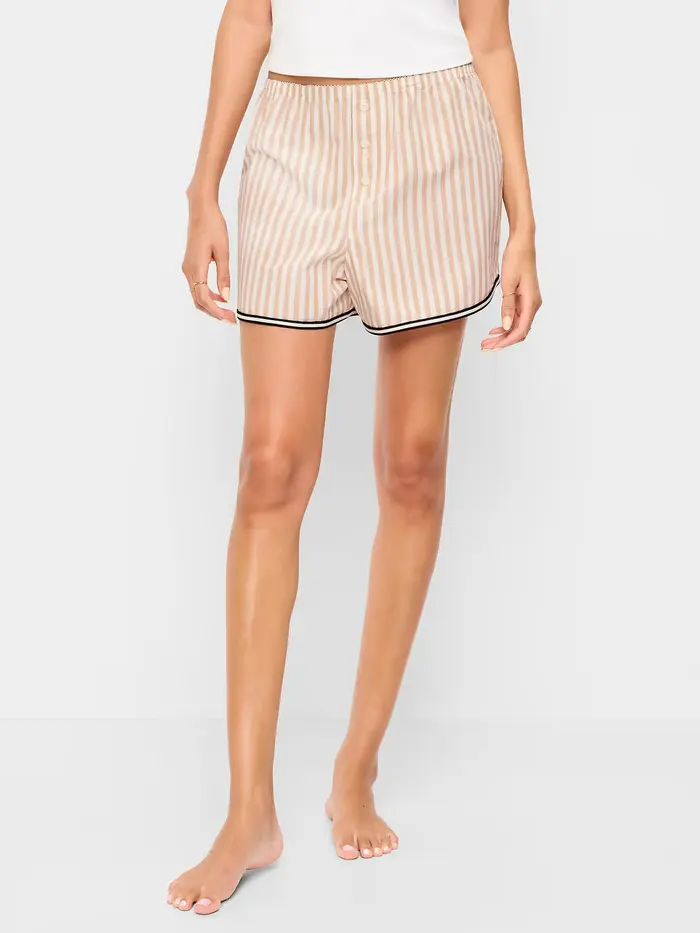 Classic Poplin Boxer Pajama Shorts - Neutral Stripe