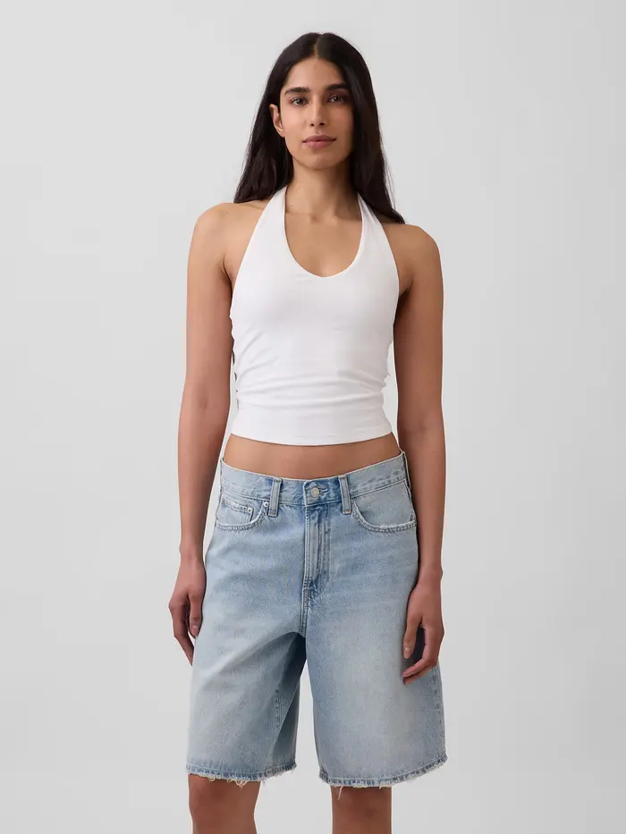 CloseKnit Halter Crop Top - Fresh white