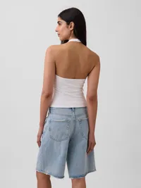 CloseKnit Halter Crop Top - Fresh white — view 2