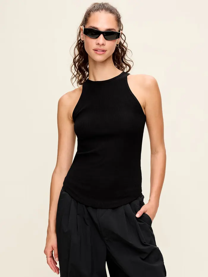 CloudLite High-Neck Racerback Tank Top - Black Jack