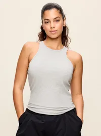 CloudLite Ribbed Fitted Tank Top - Light Heather Gray — view 2