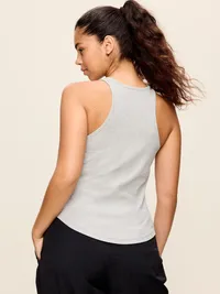 CloudLite Ribbed Fitted Tank Top - Light Heather Gray — view 3