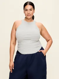 CloudLite Ribbed Fitted Tank Top - Light Heather Gray — view 4