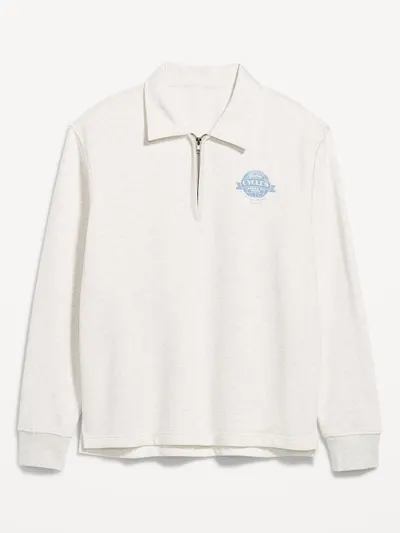 Collared Fleece Quarter-Zip Pullover - Antique White Heather