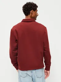 Collared Fleece Quarter-Zip Pullover - Russet Brown — view 2