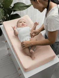Comfy Cubs Muslin Fitted Changing Pad Cover - Blush — view 2