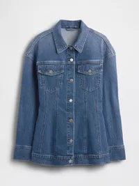 Contoured Longline Denim Jacket - Medium wash — view 5